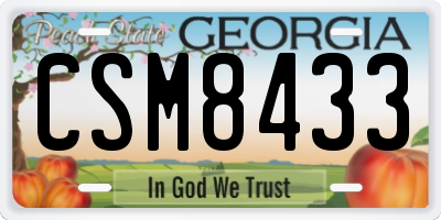 GA license plate CSM8433