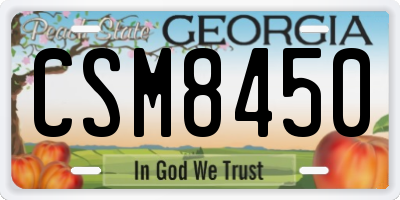 GA license plate CSM8450