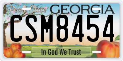 GA license plate CSM8454