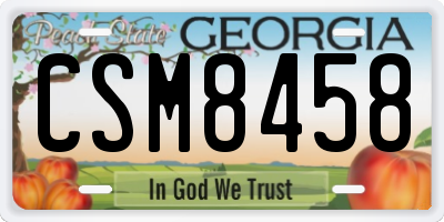 GA license plate CSM8458