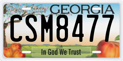 GA license plate CSM8477