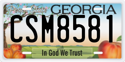 GA license plate CSM8581