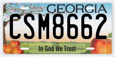 GA license plate CSM8662