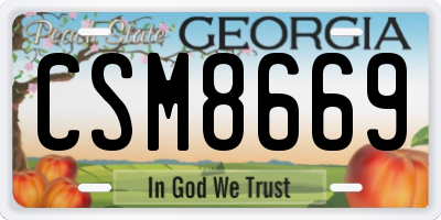 GA license plate CSM8669