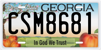 GA license plate CSM8681