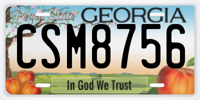 GA license plate CSM8756
