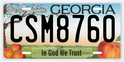 GA license plate CSM8760
