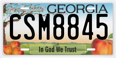 GA license plate CSM8845
