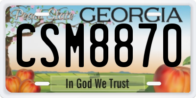 GA license plate CSM8870