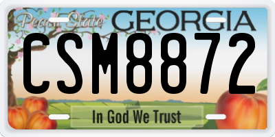 GA license plate CSM8872