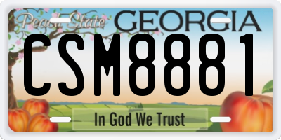 GA license plate CSM8881