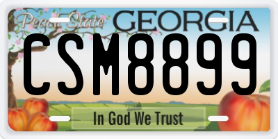 GA license plate CSM8899