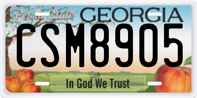 GA license plate CSM8905