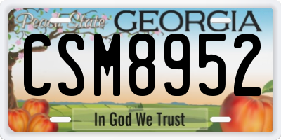 GA license plate CSM8952