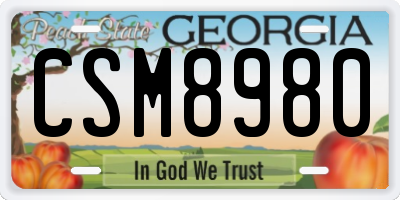 GA license plate CSM8980