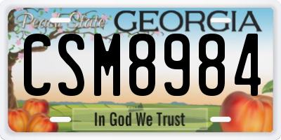 GA license plate CSM8984