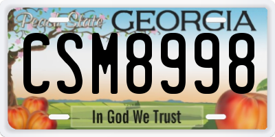 GA license plate CSM8998