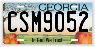GA license plate CSM9052