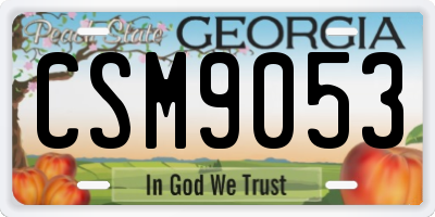 GA license plate CSM9053