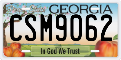 GA license plate CSM9062