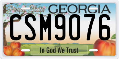GA license plate CSM9076