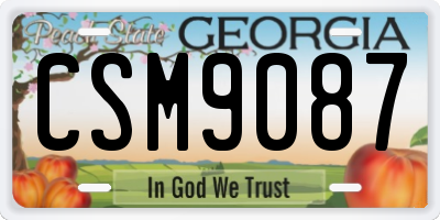 GA license plate CSM9087