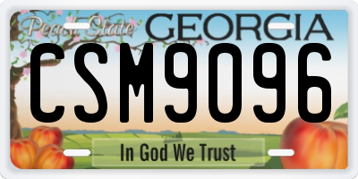 GA license plate CSM9096