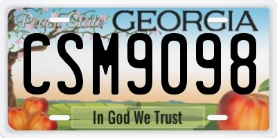 GA license plate CSM9098
