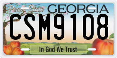 GA license plate CSM9108