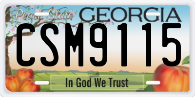 GA license plate CSM9115