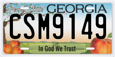 GA license plate CSM9149