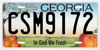 GA license plate CSM9172