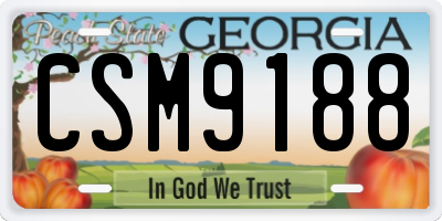 GA license plate CSM9188