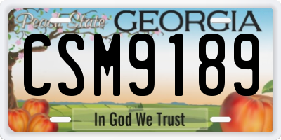 GA license plate CSM9189