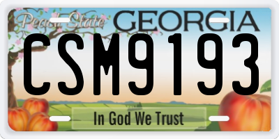 GA license plate CSM9193