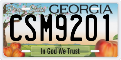 GA license plate CSM9201