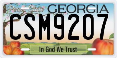 GA license plate CSM9207