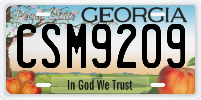 GA license plate CSM9209
