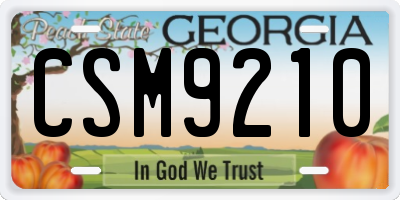GA license plate CSM9210