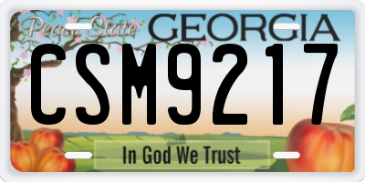 GA license plate CSM9217