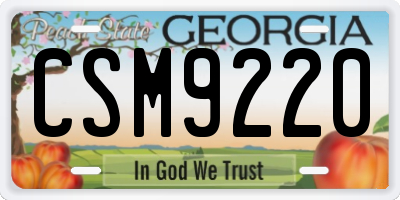 GA license plate CSM9220