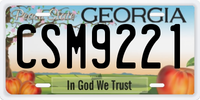 GA license plate CSM9221