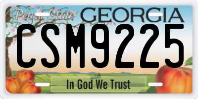 GA license plate CSM9225