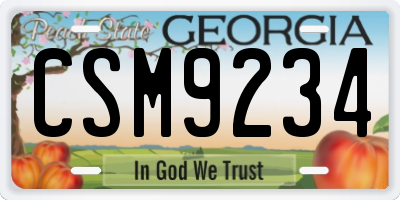 GA license plate CSM9234