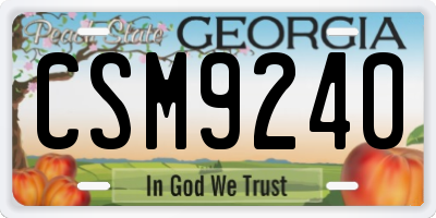 GA license plate CSM9240