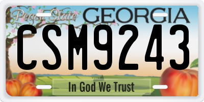 GA license plate CSM9243