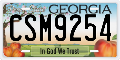 GA license plate CSM9254