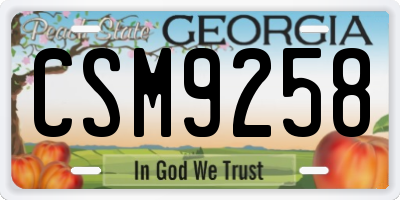 GA license plate CSM9258