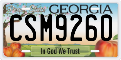 GA license plate CSM9260