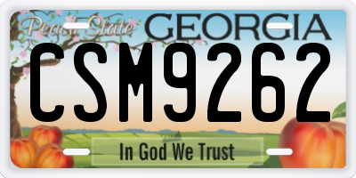 GA license plate CSM9262